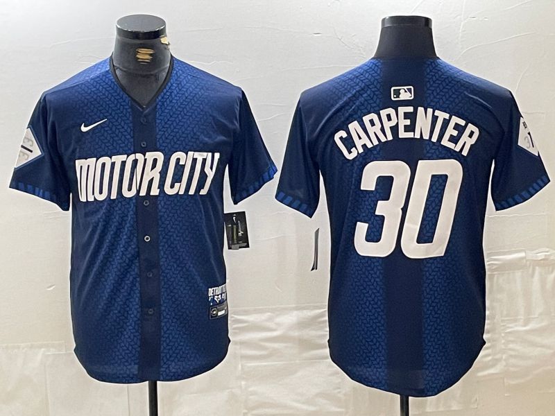 Men Detroit Tigers 30 Carpenter Blue City Edition Nike 2024 MLB Jersey style 1